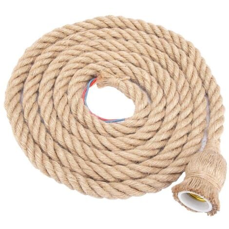 SJLERST Câble en Chanvre Vintage de 1,5M avec Base E27 pour Lumière, Suspension Rétro pour Plafond de Lampe (1 Tête)