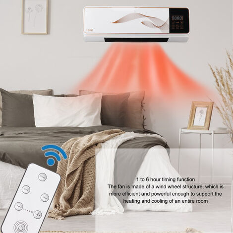 Radiateur Mural électrique 600W - Portable, Silencieux, Avec Télécommande - Pour Petite Pièce, Salle De Bain