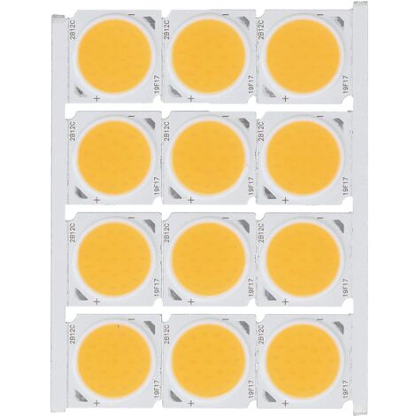 Puces LED intégrées-12 pièces COB Source de lumière Haute Puissance Puce LED Ronde 1080LM Bricolage éclairage 12W 36‑41V (lumière Chaude)