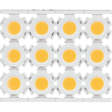 Puces LED 12 Pièces, Composant émetteur de Lumière COB 5W 15-17V pour Projecteurs de Bricolage Downlight Plafonnier(Warm Light)