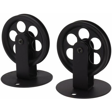 SJLERST 2 Pièces Poulies de Montage au Plafond Vintage Mur Montage au Plafond Levage Poulies de Remorquage Roues Noires pour Plug in Grange Suspension (1/5)