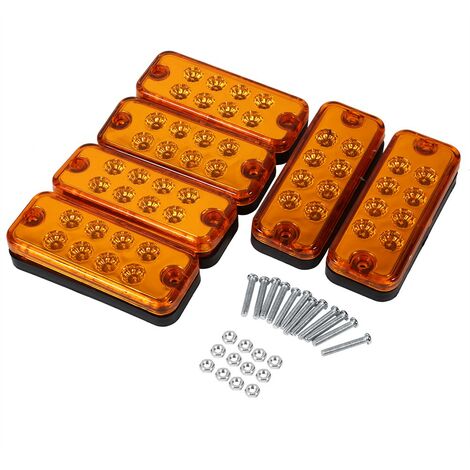 6pcs 8 LED Clearance Side Marker Light Indicateur Lampe Camion Remorque Camion Jaune (1/5)