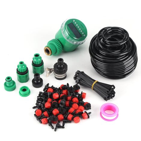 Rubberskin Système Micro d'irrigation au Goutte-à-Goutte, Kits de minuterie d'arrosage d'arrosage Automatique de Plantes de 25m DIY à arroser de manière Autonome pour Fleurs, Plantes,etc (1/5)
