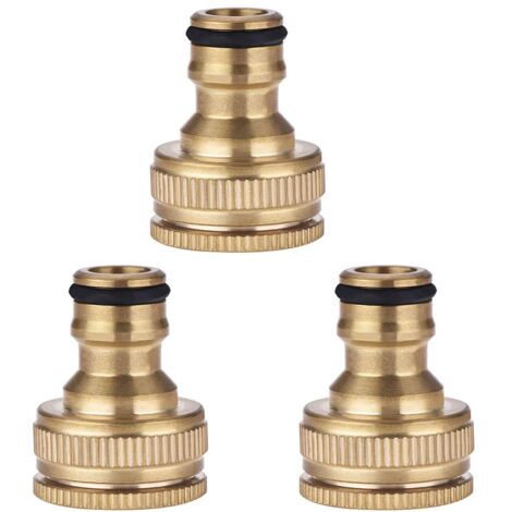 Rubberskin Kit de Connecteur de Robinet de Tuyau D'arrosage en Laiton de 3 Pièces, Adaptateur de Connecteur de Robinet de 1/2 Pouces 3/4 Pouces pour L'irrigation de Jardin de Lavage de (1/5)