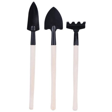 Rubberskin Mini Ensemble D'outils de Jardinage, Truelle de Râteau de Jardinage de Plantes avec Manche en Bois pour la Transplantation de Semis, la Culture de Désherbage de Fleurs, de Semis (1/5)