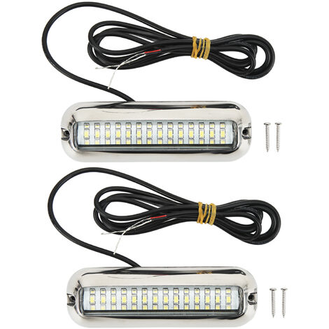 SJLERST Lumières LED marines 42LED, lumière sous-marine étanche pour bateau, 10-30V DC, bouchon de vidange, lumière bleue pour Yacht et bateau