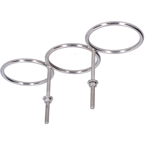 Embout D'ascenseur JK HILASON 3 Anneaux Acier Inoxydable Et Cuir - Argent