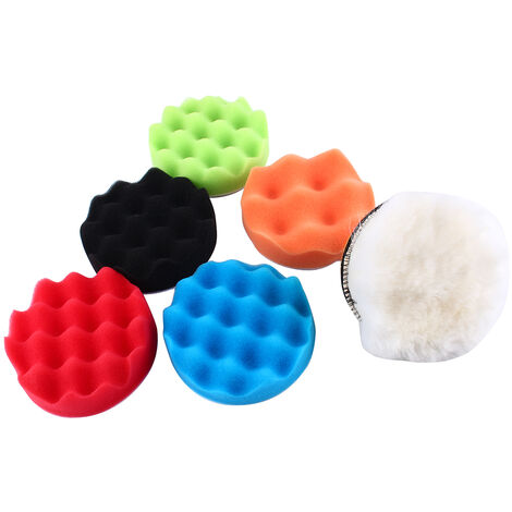 7 pièces 6 "éponge polissage cire polissage tampons Kit voiture polisseuse M14 perceuse adaptateur Kit (1/5)