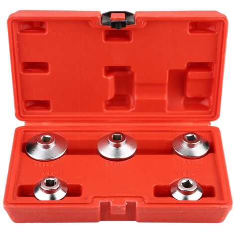 Clé de filtre à huile, jeu d'outils de démontage d'entranement de douille de capuchon de clé de filtre à huile 5 pièces 24mm 27mm 32mm 36mm 38mm (1/5)