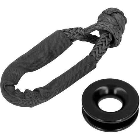 Kit d'anneau de récupération synthétique souple manille corde en alliage d'aluminium anneau d'arrachement pour ATV UTV SUV TruckBlack (1/5)