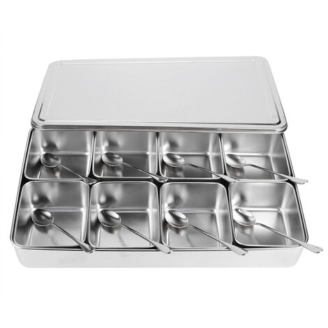 Bote d'assaisonnement en alliage d'aluminium à 8 grilles, conteneurs de stockage de condiments, pot à épices, ustensiles de cuisine (1/5)