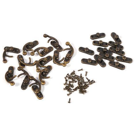 HEEPDD 30Pcs Petite Boîte Verrouillage Hasp Antique - Crochet Fer Rétro Avec Vis (Argent Gauche)