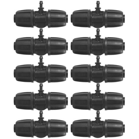 10 pièces 16mm à 4/7 connecteur en T barbelé de serrure de jardin pour l'irrigation de jardin de tuyau de PE (1/5)