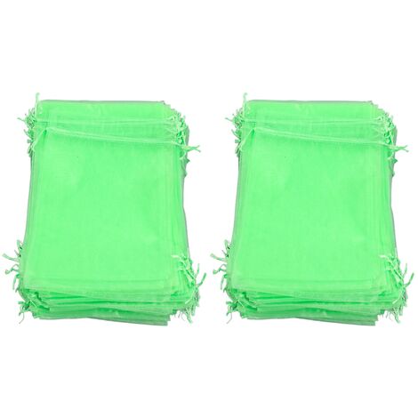 Filet de Protection pour fruits, 100 pièces, sac de barrière en maille réutilisable pour plantes, fleurs, arbres fruitiers, vert, 20x30cm/7,9x11,8 pouces (1/5)