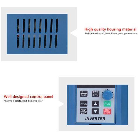 Inverter Ibrido Convertisseur Fréquence Variable VFD 1.5kW - Entrée 220V Monophasé, Sortie 380V Triphasé, 8A Variateur Fréquence VFD