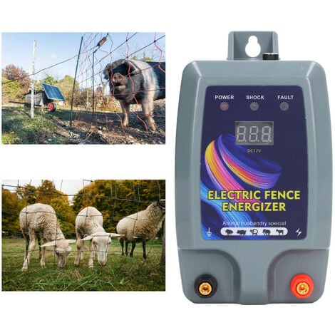 SJLERST Kit de clôture électrique, 5km Clôture électrique pour bétail, animaux, électrificateur de clôture, haute puissance, 3 modes d'alimentation pour élevage de volailles