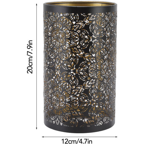 SJLERST Abat-Jour en Métal, Abat-Jour Sculpture Creuse en Métal Motif Circulaire Cylindrique E27 E26 Abat-Jour de Lampe de Table de Chevet Décoratif Détachable Abat-jour