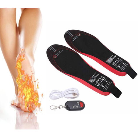Semelles Chauffantes de chaussures avec Télécommande USB Rechargeable pour  Thermiques d'Hiver pour Sports d'Extérieur