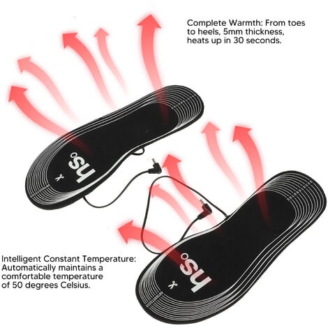 Semelles chauffantes noir électriques usb chaussures pour sport en plein  air hiver pour unisexe m