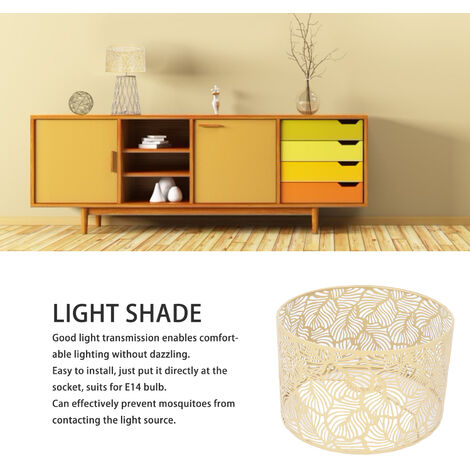SJLERST Abat-jour Moderne Style Simple Creusé Conception Lumière Couverture Décoration de La Maison pour E14 E27 Ampoules (Or) Abat-jour