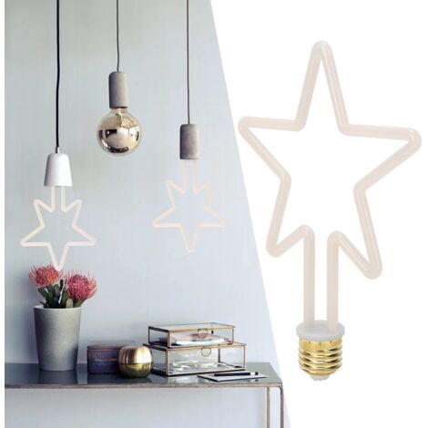 SJLERST 8W E27 Créatives Ampoules LED Étoile Décorative en Forme d'étoile Ampoule à Filament Blanc Chaud 2700K AC 220V Angle de diffusion 360 Lumière (1/5)