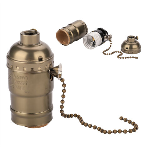 Sjlerst – Support vintage pour ampoule E27 – Douille culot en cuivre – Interrupteur à chaîne – Compatible avec ampoules standard – Longueur 8.5 cm