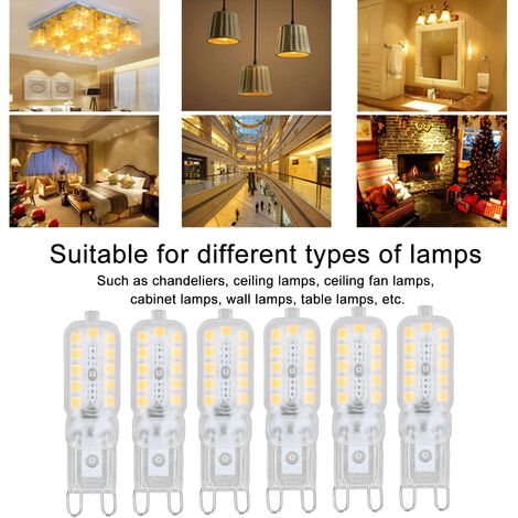 SJLERST G9 LED Dimmable Blanc Chaud Ampoule LED G9 5W  Halogène Lumière Lampe LED G9 360°Larges Angle de Faisceau 22  2835 SMD,6pcs