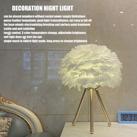 Abat-Jour Plume Blanche Douce - Lampe Déco Romantique Pour Chambre Et Salon