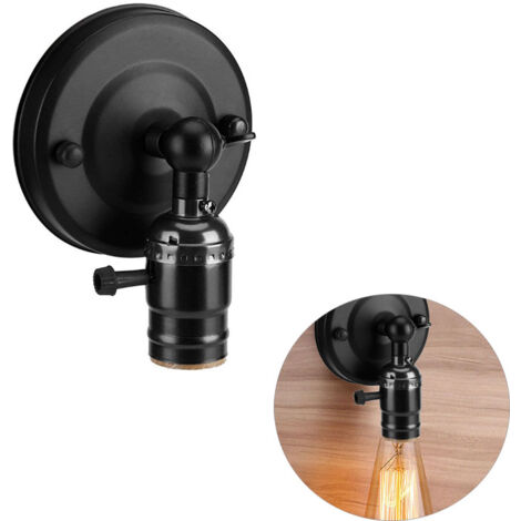SJLERST Support Lamp Vintage, E27 Edison Rétro Porte-lampe Murale avec Interrupteur pour Usage Domestique et Décoration (1/5)
