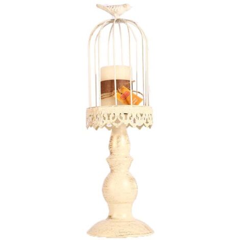 SJLERST Bougeoirs Cage À Oiseaux: Bougeoir Chic Bougies Piliers, Décoration Cage À Oiseaux Vintage en Métal pour Table Mariage Centre Table Noël Halloween Manteau Salon, 37cm (1/5)