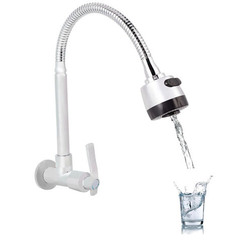 SJLERST Robinet - G1/2inch Ménage Cuisine Unique Type Eau Froide Robinet Ménager 360 ° Rotatif Montage Mural Robinet (1/5)