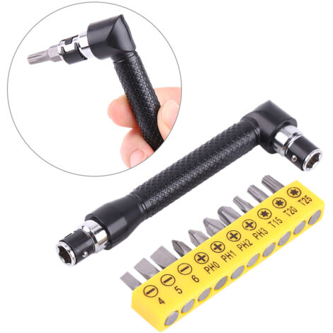 SJLERST 10 pièces Tournevis Poignée d'extension en forme de L Tournevis à douille hexagonale à tête double Tournevis plat Torx Outil à main de kit (1/5)