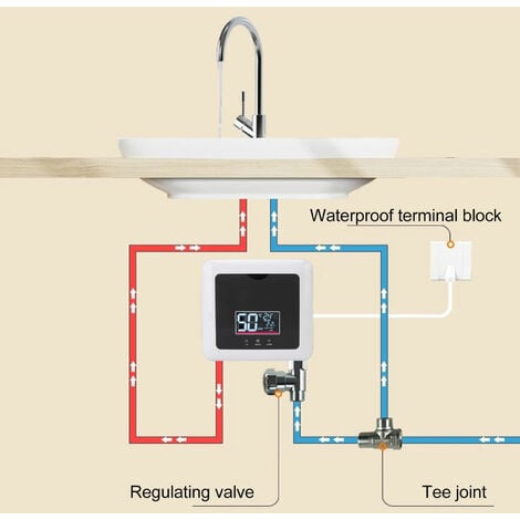 220V 5.5kw mini chauffe-eau électrique instantané douche sans réservoir  système d'eau chaude cuisine dorée