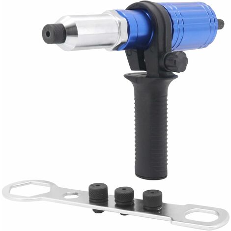 SJLERST Adaptateur Riveteuse Kit d'adaptateur de Pistolet à Riveter pour Perceuse électrique sans Fil, Pistolet à Riveter électrique Rivetage Outil Bleu