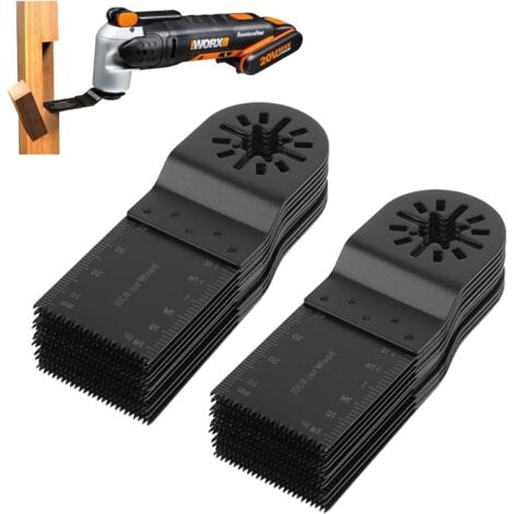 SJLERST Lot de 20 Lames de Scie Oscillantes Universelles, multitool plus 34 mm Lame Outil Multifonction Précision À libération rapide Lames de scie oscillantes Pour Bois Plastique