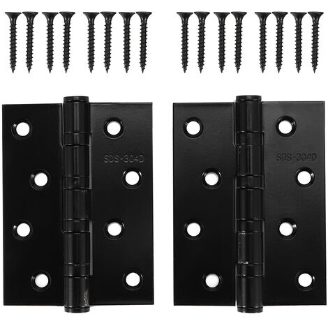 SJLERST Charnière de porte en acier inoxydable 304 paisseur, charnière plate muette, raccords de quincaillerie noirs pour usage domestique 3.0mm (1/5)