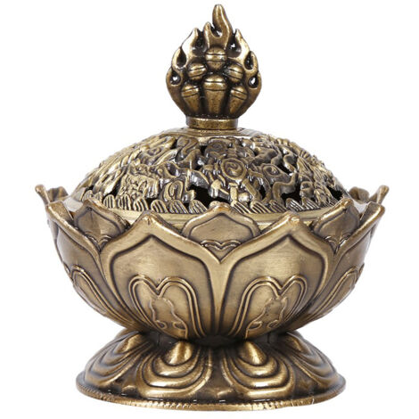 SJLERST Brûleur d'encens rétro à refoulement de fumée, porte-cône, décoration pour la maison (Bronze) (1/5)