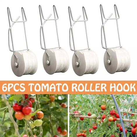 SJLERST Lot de 10 crochets de support pour tomates avec ficelle de 15 m, kit de treillis de serre, crochet durable pour empêcher les tomates de pincer ou de tomber