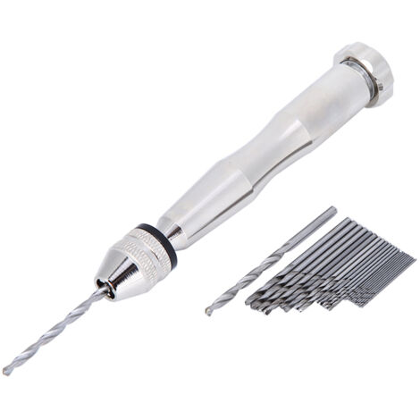 Perceuse hélicodale à main de mandrin de gamme de saisie de la couleur argentée 0.3mm-3.6mm avec le perage en bois de peu de foret de 25HHS (1/5)