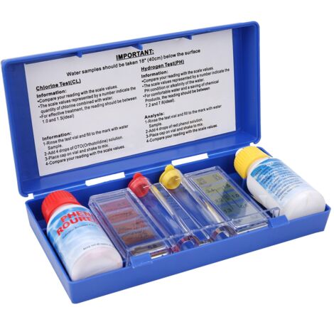SJLERST Kit de Test de Qualité de l'Eau pour Piscine avec Testeur de Chlorine et PH, Boîte de Test pour Piscine (1/5)