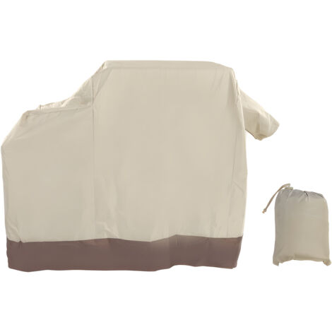 SJLERST Couverture pour barbecue,Housse de gril 420D en tissu Oxford avec revêtement argenté, imperméable, anti-poussière, pour extérieur, beige(104 x 68,5 x 124 cm) (1/5)