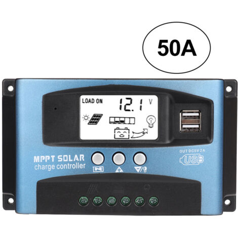 SJLERST Contrôleur de Charge Solaire MPPT 40A, Régulateur de Batterie Intelligent de Contrôleur de Regulateur Panneau Solaire USB 12V 24V avec écran LCD