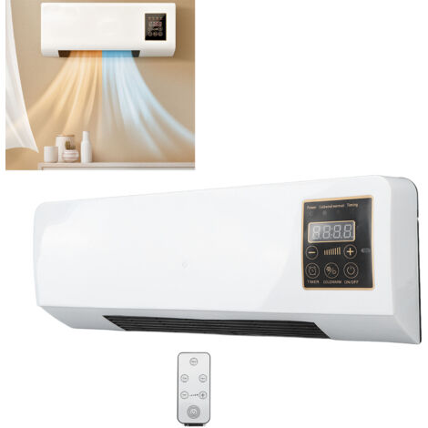 SJLERST Petit Climatiseur Chauffage Portatif Monté sur le Mur, Ventilateur Chaud pour Salle de Bain Chambre, Prise UE 220V
