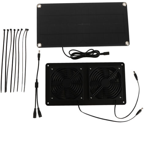 SJLERST 12V 20W Kit de ventilateur à énergie solaire Silicium monocristallin 3W Double ventilateur de refroidissement pour serre de voiture (1/5)