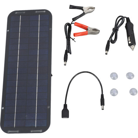 SJLERST Chargeur portatif de panneau solaire de puissance de bateau de voiture de polysilicium de panneau solaire portatif de 12V 5W renouvelable pour la moto