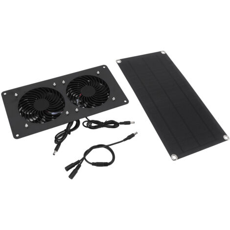 SJLERST Ventilateur d'extraction à énergie solaire professionnel 10 W, Double ventilateur haute efficacité, ventilateur de Ventilation solaire pour serre, hangar, grange, poulailler (1/5)