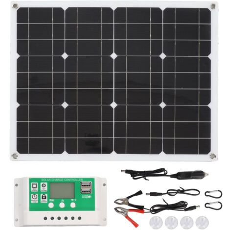 SJLERST Panneau solaire monocristallin 40W 18V avec contrôleur 100A, étanche IP65, haute efficacité pour Camping randonnée (1/5)