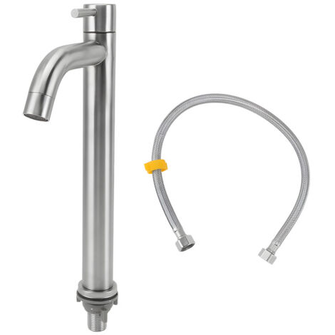 SJLERST Robinet de cuisine d'eau froide simple, robinet de salle de bains à trou unique en acier inoxydable,pour maison appartement cuisine salle de bain (1/5)