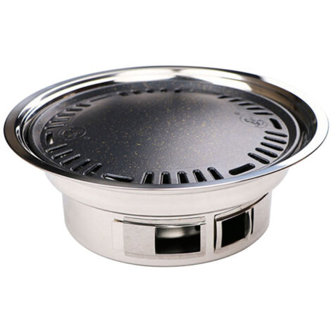 SJLERST Poêle à barbecue ronde antiadhésive coréenne, pierre médicale pour grillades intérieures et extérieures, 35cm (1/5)