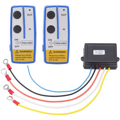SJLERST Kit de télécommande de treuil sans fil de 75 pieds, alimenté par batterie, antenne intégrée, indicateur LED universel pour voiture, ATV, camion (1/5)